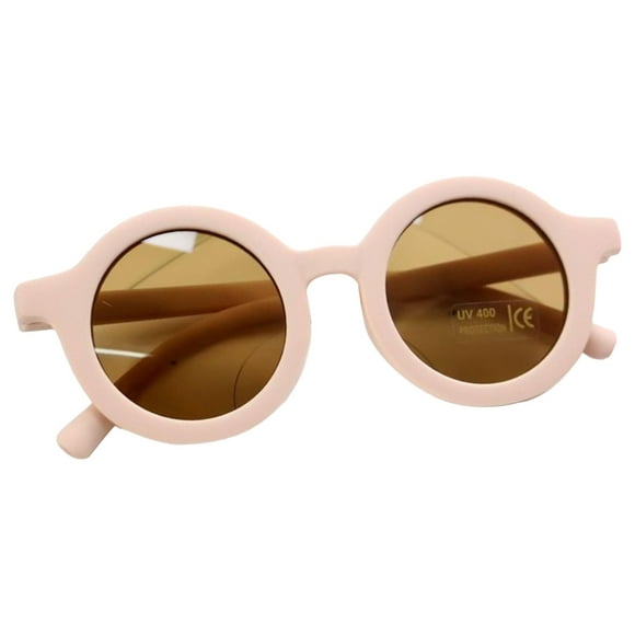 Retro Lunettes de Soleil pour Enfants, Lunettes Mignonnes Flexibles, avec des Lunettes de Cadre PC Rondes pour les Enfants en Bas Âge Sport Enfants Rose