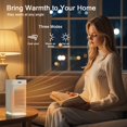 thumbnail image 4 of Calentador Space Heater cinbasr LW012 para interiores de 1200 W con mando a distancia, color blanco, 4 of 6