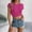 Hot Pink, variant on Casual Spring Tops for Women 2025 Jacquard Short Sleeve Crew Neck Shirts Crop Knit Slim Pullover Tops