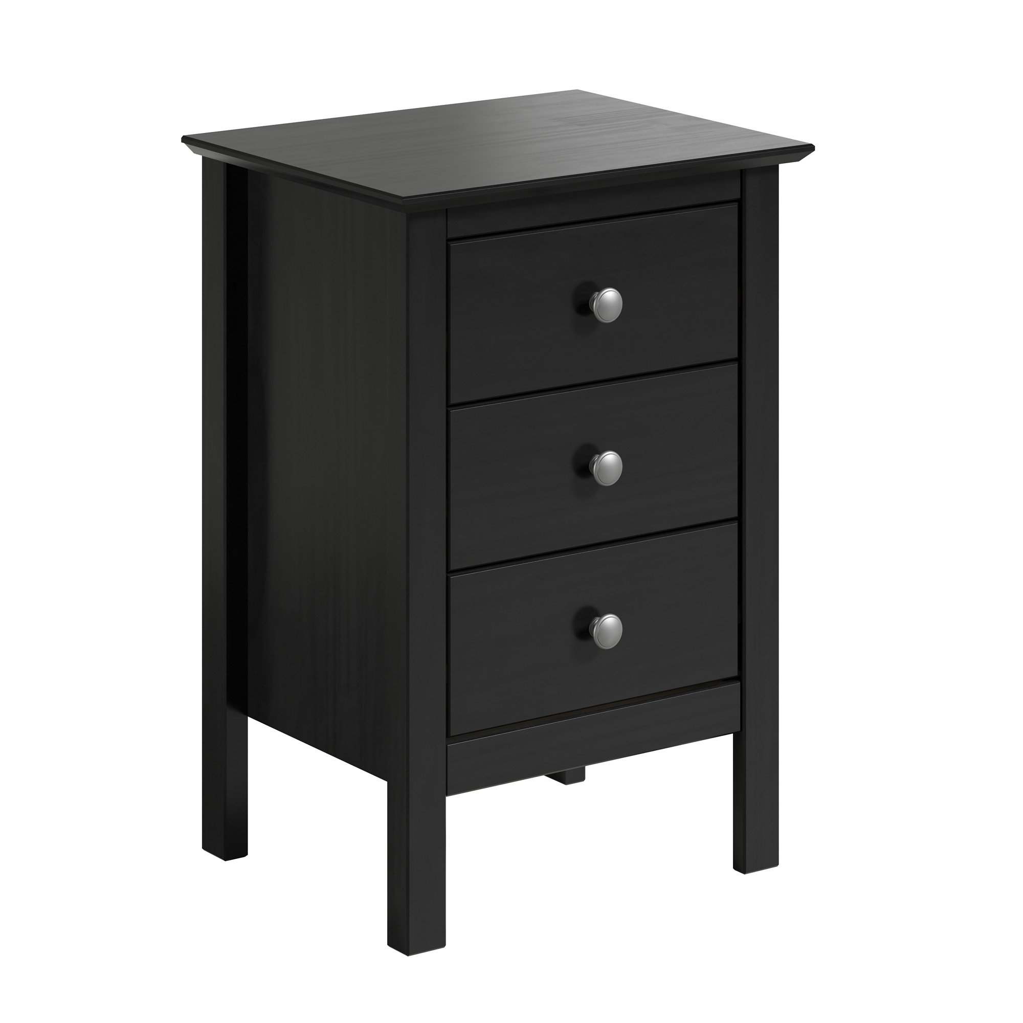 JelaThree Drawer End Table/Nightstand Black
