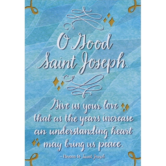 Designer Greetings Give Us Your Love : Gold Diamonds and Swirls on Blue Religious St. Joseph's Day Card