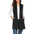 thumbnail image 1 of Cardigan Sans Manches Décontracté Couleur Unie Résistant à l'Usure devant Long Gilet Élastique Polyester Mode Vêtements Extérieur Noir m, 1 of 7