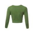 thumbnail image 3 of A2Y Women's Solid Cropped Bolero 3/4 Sleeve Button Down V-Neck Cardigan Sweater Sage 1XL, 3 of 5