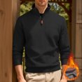thumbnail image 1 of pstuiky manga larga para hombre, Blusa/camiseta informal y moderna de terciopelo de punto con cuello alto y cremallera para hombre, de color liso Tops de hombre l, 1 of 6
