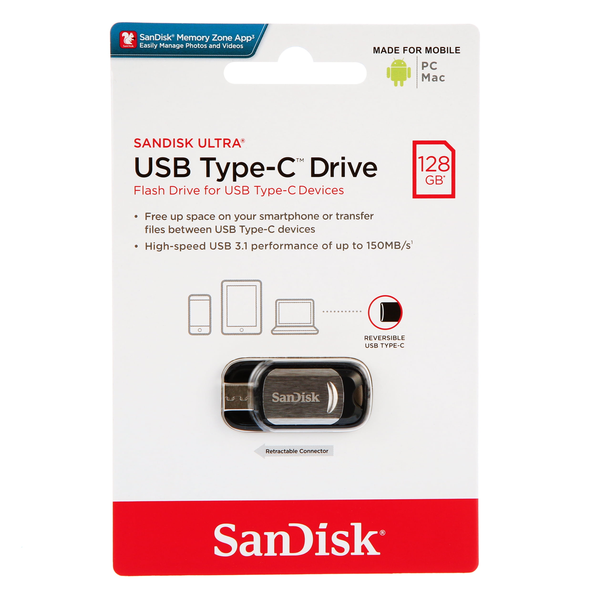 SanDisk Ultra USB Type-C 128GB Flash Drive Up to 150MB/s (SDCZ450-128G-G46) -