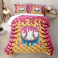 thumbnail image 2 of Homewish Pink Baseball Quilt King, Cute Sport King Coverlet Set for Girls and Boys, 3 Pieces, 1 Comforter and 2 Pillowcases, 2 of 7