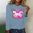 thumbnail image 5 of VKOYWKM Breast Cancer Survivor T-Shirts for Women Breast Cancer Awareness T Shirt Long Sleeve Pink Ribbon Print Shirt Crew Neck Loose Fit Cancer Awareness Tee Tops, 5 of 5