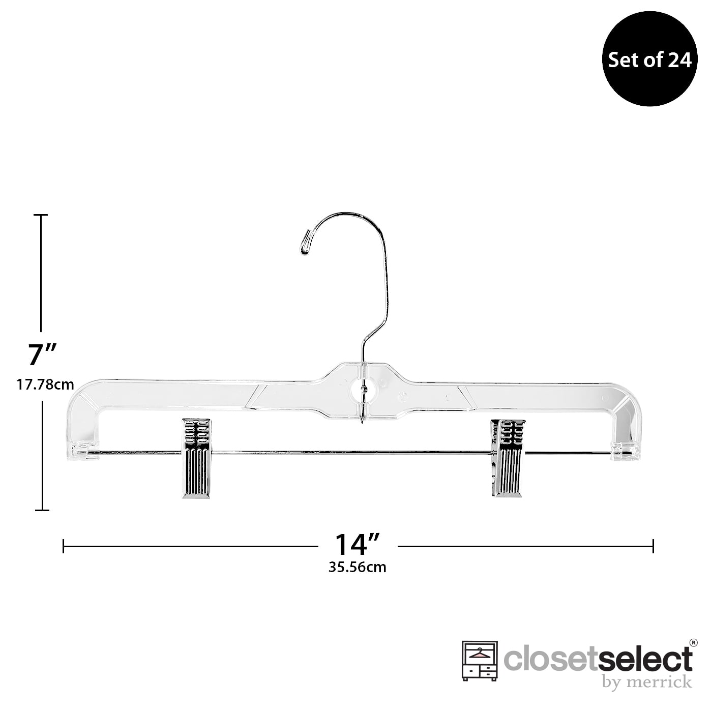 Closetselect Crystal Skirt/Slack Hanger, Clear 24 Count, Great for all ages
