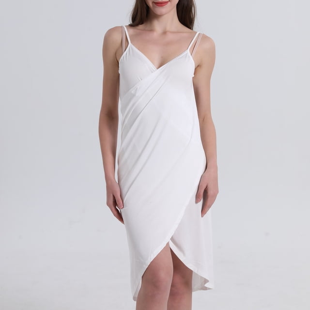 Vestido elegante de color sólido Vestido a media pierna con tirantes para mujer Traje de diario sin espalda ajustado FLhrweasw Para estrenar