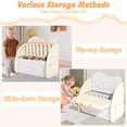 thumbnail image 2 of PAPROOS Kids Toy Box, Cute Toy Chest Organizer with Seating Bench and Sliding Door, Toy Storage Chest for Girls Boys, Modern Toy Storage Cabinet for Playroom, Living Room, Bedroom, Beige+Light Gray, 2 of 10