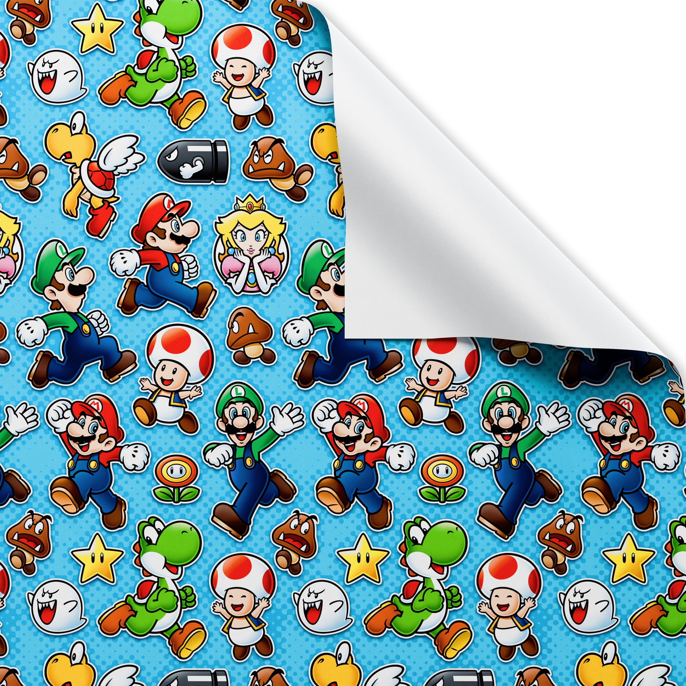 American Greetings 20 Sq. ft. Super Mario Wrapping Paper for Kids (96 in. x 30 in., 1-Roll)