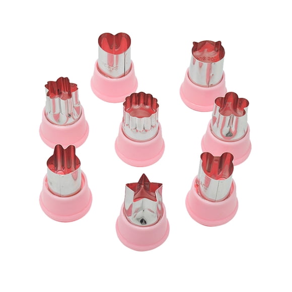 8pcs/Set Stainless Steel Vegetable Fruit Molds DIY Assorted Shape Cutters Cookie Mould Baking Tools (Random Color)