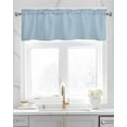 thumbnail image 2 of Blue Linen Curtain Valance for Bedroom/Bathroom/Kitchen/Living/Dining Room Window,Winter Sky Blue Modern Abstract Minimalist Solid Pure Pastoral Pocket Topper Drapes Decorative Cafe Drapery 42"x12", 2 of 6