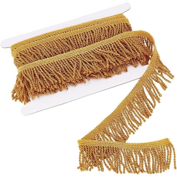 5 Yard/ 4.6m Tassel Fringe Trim Bullion Fringe Trim Gold Fabric Trim 49mm Curtain Fringes Sewing Trim for Curtain Clothes Sofa Fringes Table Runner Home Decoration DIY Crafts