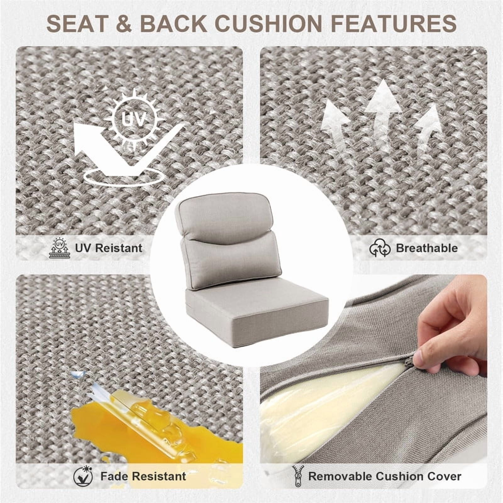Opohoro Outdoor Deep Seat Cushion Set, 22"x24"x6", UV Resistant & Water Resistant Comfortable Furniture Cushions for Patio Sofa, Chair, Loveseat