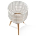 thumbnail image 2 of Casafield Floor Planter with Wood Legs in White, Planter Basket with Stand, Large Plant Pot Cover with Liner, 2 of 7