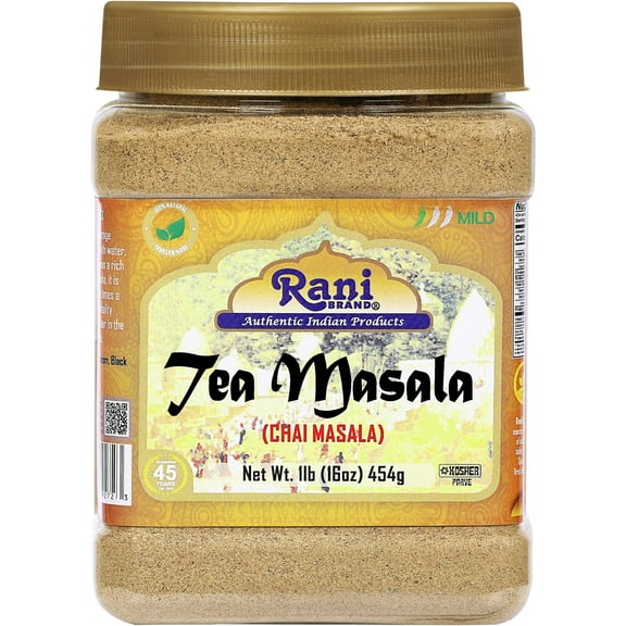 Rani Tea (Chai) Masala 16oz (1lb) 454g Bulk PET Jar ~ All Natural | Vegan | Gluten Friendly | Salt & Sugar Free | NON-GMO | Kosher | No Colors | Indian Origin