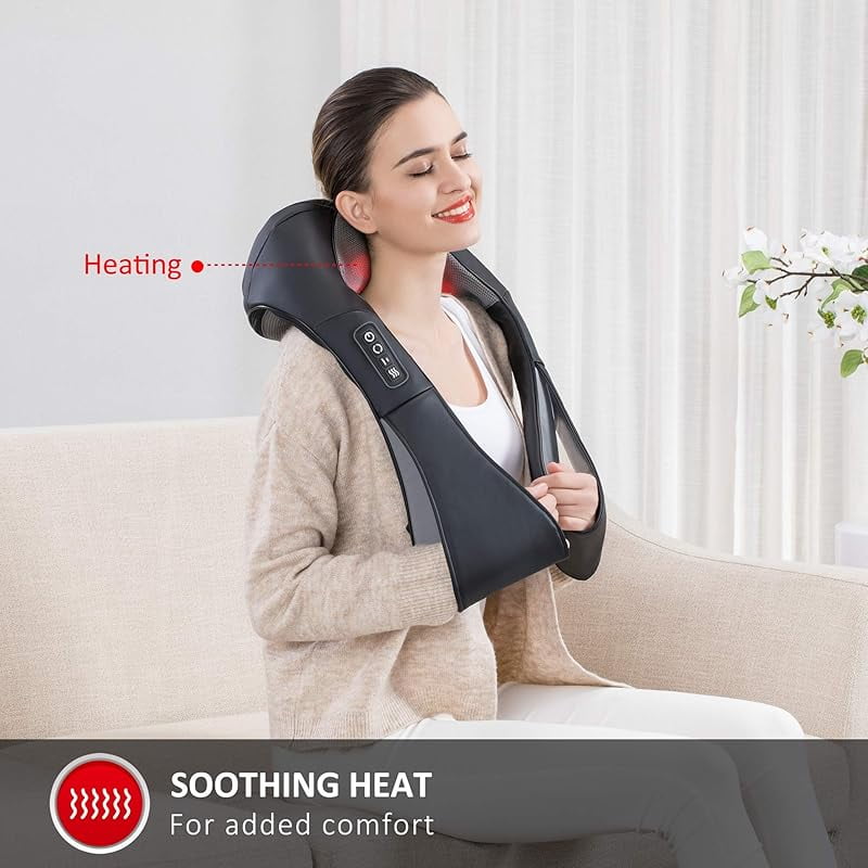 Shiatsu Neck and Shoulder Massager - Back Massager with Heat, Deep Kneading Electric Massage Pillow for Neck, Back, Shoulder,Foot,Body