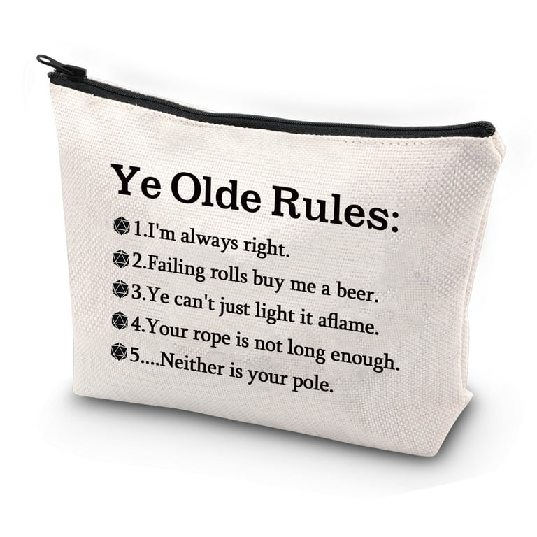 Funny DM Gifts Game Makeup Bag Ye Olde Rules Dungeon Dice Makeup Cosmetic  Bags Dungeon Game Master Gift Gamer Gift
