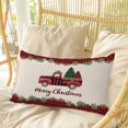 thumbnail image 4 of Red Plaid Christmas Pillow Covers, Linen Long Throw Pillow Case, Truck Xmas Tree Vintage Winter Rustic Holiday Pillow Protector Decorative Cushion Cover for Living Room/Bedroom 24" x 36", 4 of 8