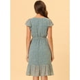 thumbnail image 4 of DARING DIVA Square Neck Flutter Sleeve A-Line Midi Dress S Blue Gray, 4 of 6