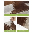 thumbnail image 4 of Brown White Leather Texture Bar Stool Covers Set of 2, Abstract Art Cowhide Stretch Washable Bar Chair Covers with Backs, Removable Pub Counter Height Chair Cover for Kitchen Dining Room Cafe, 4 of 7