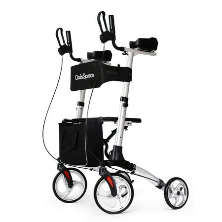 OasisSpace Lightweight Upright Rollator Walker for Seniors - Up Rollator Walker wIth Armrest(Silver)