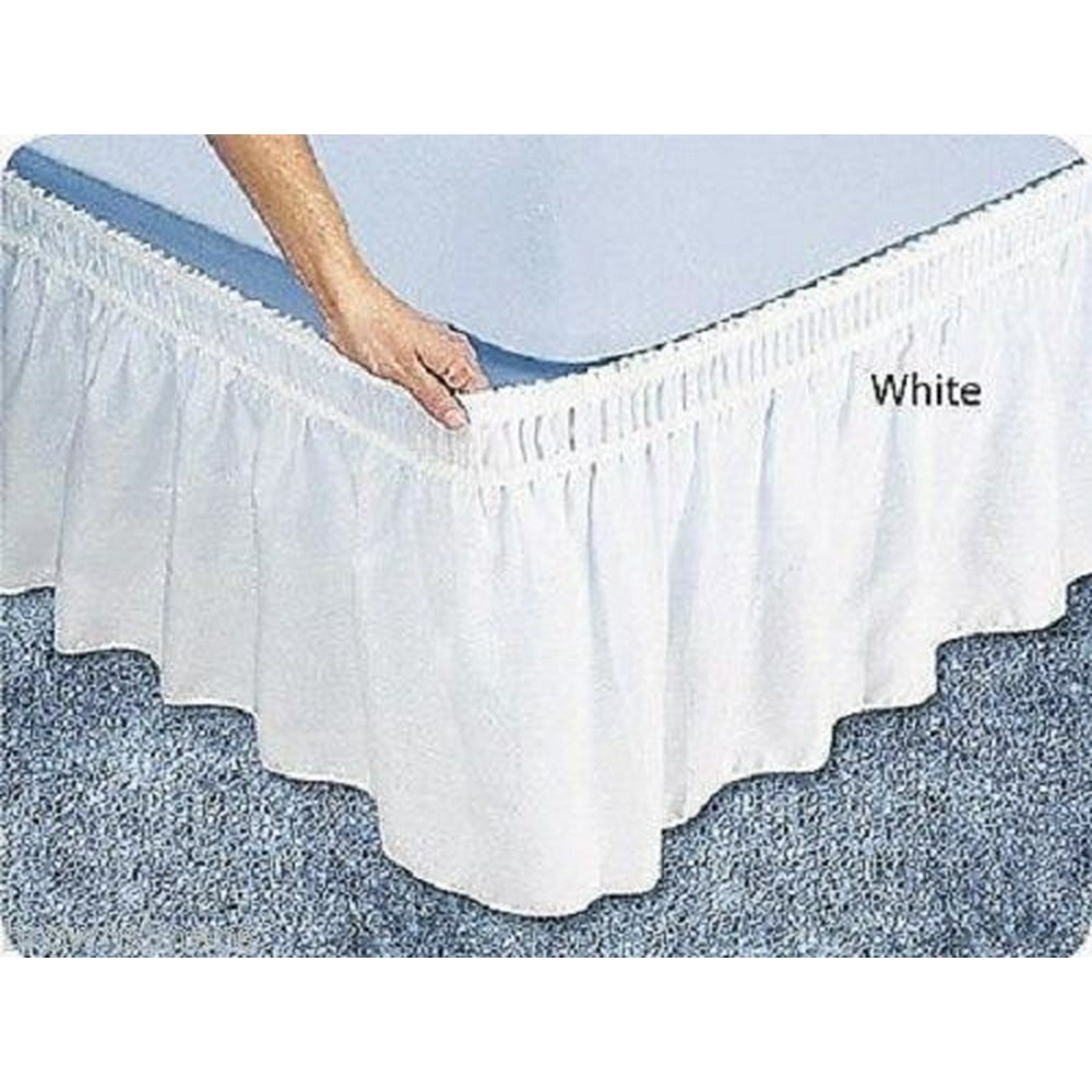 WRAP AROUND DUST RUFFLE, COTTON BLEND BED SKIRT, 14 INCH DROP, QUEEN