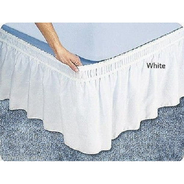 Wrap Around Dust Ruffle Cotton Blend, White Dust Ruffle Queen Size Bed