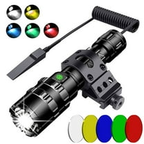 Tactical Flashlight, LED Outdoor Flashlight Kit with 5 Color Lights, IPX6 Waterproof Includes Battery Mount for Camping Hunting Emergency