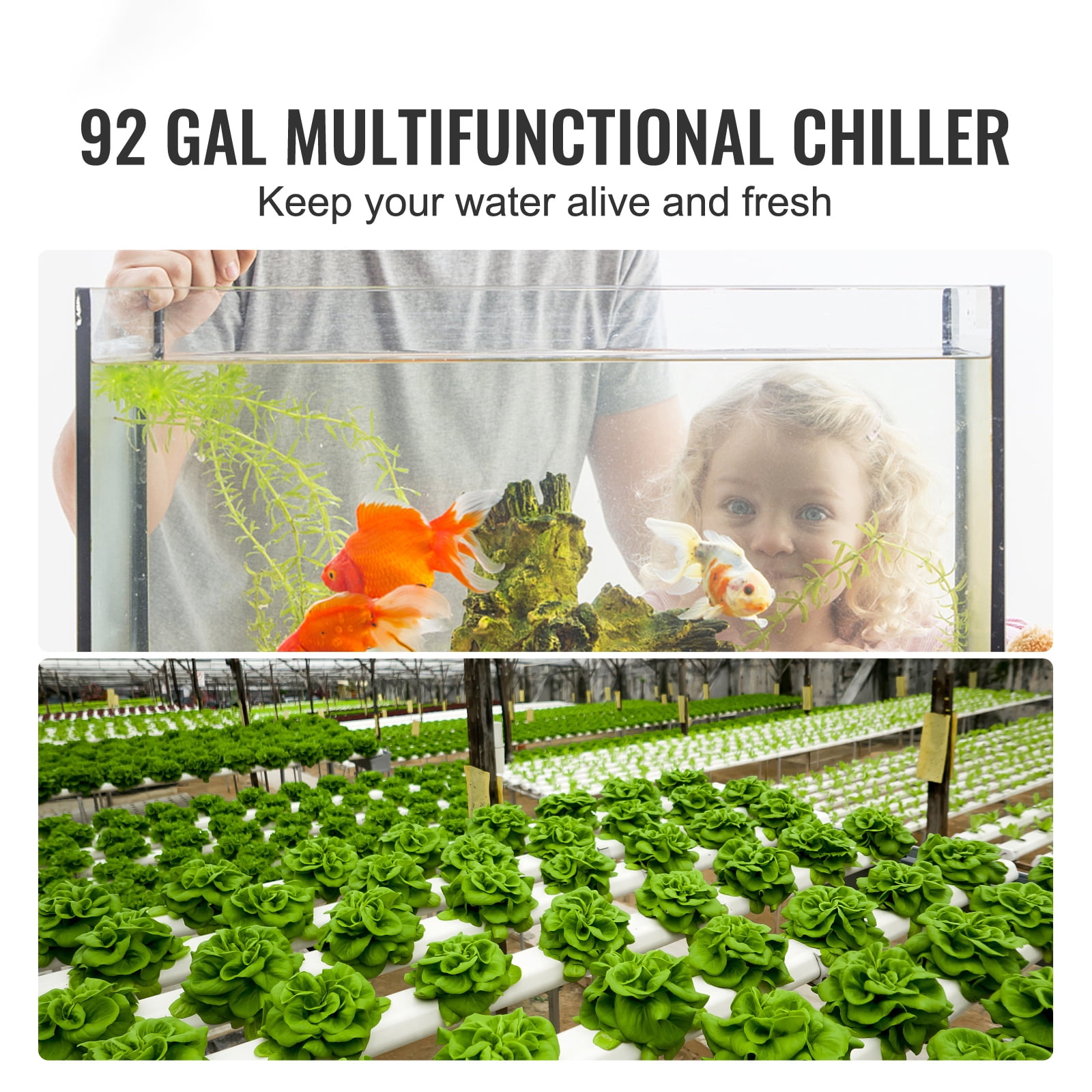 KFFKFF 1/4 HP 92 Gallon Fish Tank Cooler Aquarium Cooler Hydroponics Chiller