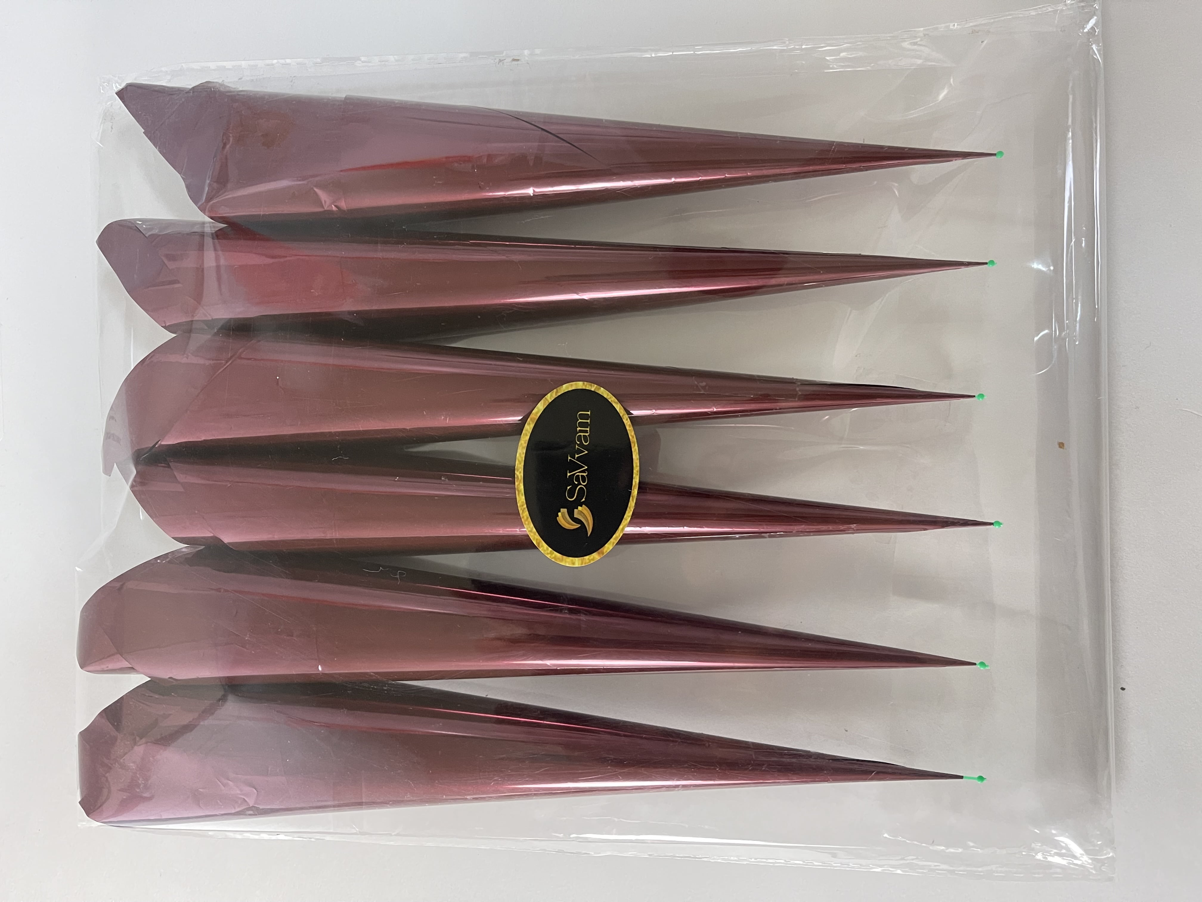 SaVvam Empty Pre-rolled henna cones, Handmade Rolled Mylar Cellophane Cones For Henna Paste, Temporary Tattoo, Jaqua Designs, Cake Icing, Cake Decoration - Large (6 EMPTY CONES)