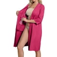 thumbnail image 2 of Womens Summer Bathrobe,Women's Pajama Dress Shirt 3/4 Sleeve Housecoats Full Loungewear Long Nightgown with Pockets,Hot Pink,XL, 2 of 6