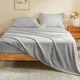 thumbnail image 2 of Flannel Sheets Full Size Light Grey - Super Soft Fleece Sheets Set Fluffy Extra Plush, 4 Piece(Include Fitted Sheet, Flat Sheet, 2 Pillowcases), 2 of 7
