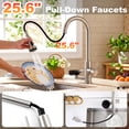 thumbnail image 4 of Sunrinx Brushed Nickel 3-in-1 Kitchen Sink Faucet,High-Arc Design Kitchen Faucet with Pull-Down Sprayer, 3 Function Spray Modes Kitchen Faucets for Modern Kitchen with Press-Type Glass Rinser, 4 of 10