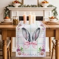 thumbnail image 4 of Easter Cotton Linen Table Runner for Dining Kitchen, Cute Rabbits Ears Bow Daisy Flower Watercolor Plaid Wedding Outdoor Party Tablerunners, Dresser Scarf Coffee Tablecloth Runners 13x120 Inches, 4 of 9