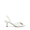 thumbnail image 3 of Women’s Rhinestone Buckle Pointed Toe Kitten Heels Satin Heeled Mules, 3 of 5