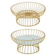 thumbnail image 1 of Abbracc 2pcs Modern Creative Iron Fruit Baskets Decorative Round Tray Container Kitchen 25cmGlass 30cm, 1 of 9