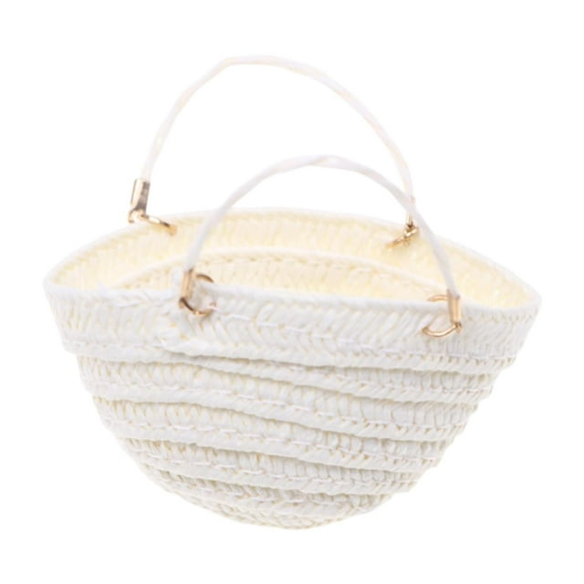 Bolsa tejida a mano para casa de muñecas a escala 1/12, accesorio de mobiliario para casa de muñecas, juego de simulación, modelo artesanal DIY, cesta