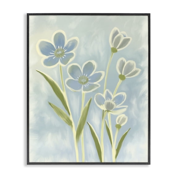 Stupell Industries Contemporary Blue Petals Contour Black Framed Giclee Art, 11 x 14, by Kim Allen