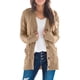 thumbnail image 1 of Jersey tipo cárdigan PRETTYGARDEN para mujer, tejido trenzado, color caqui, talla L, 1 of 8
