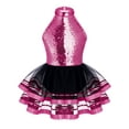 thumbnail image 3 of inlzdz Sequins Ballet Tutu Dress for Girls Halter Latin Jazz Ballroom Dance Performance Costume Rose 8, 3 of 7