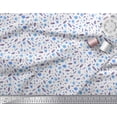 thumbnail image 2 of Soimoi Blue Heavy Canvas Fabric Leaves & Periwinkle Floral Print Fabric by the Yard 58 Inch Wide, 2 of 3