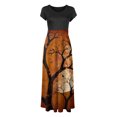 thumbnail image 4 of TIMIFIS Robes Maxi d'Halloween pour Femmes Manches Courtes Col Rond Vintage Horreur Citrouille Imprimée Fête Bal Longue Robe Automne/hiver, 4 of 5
