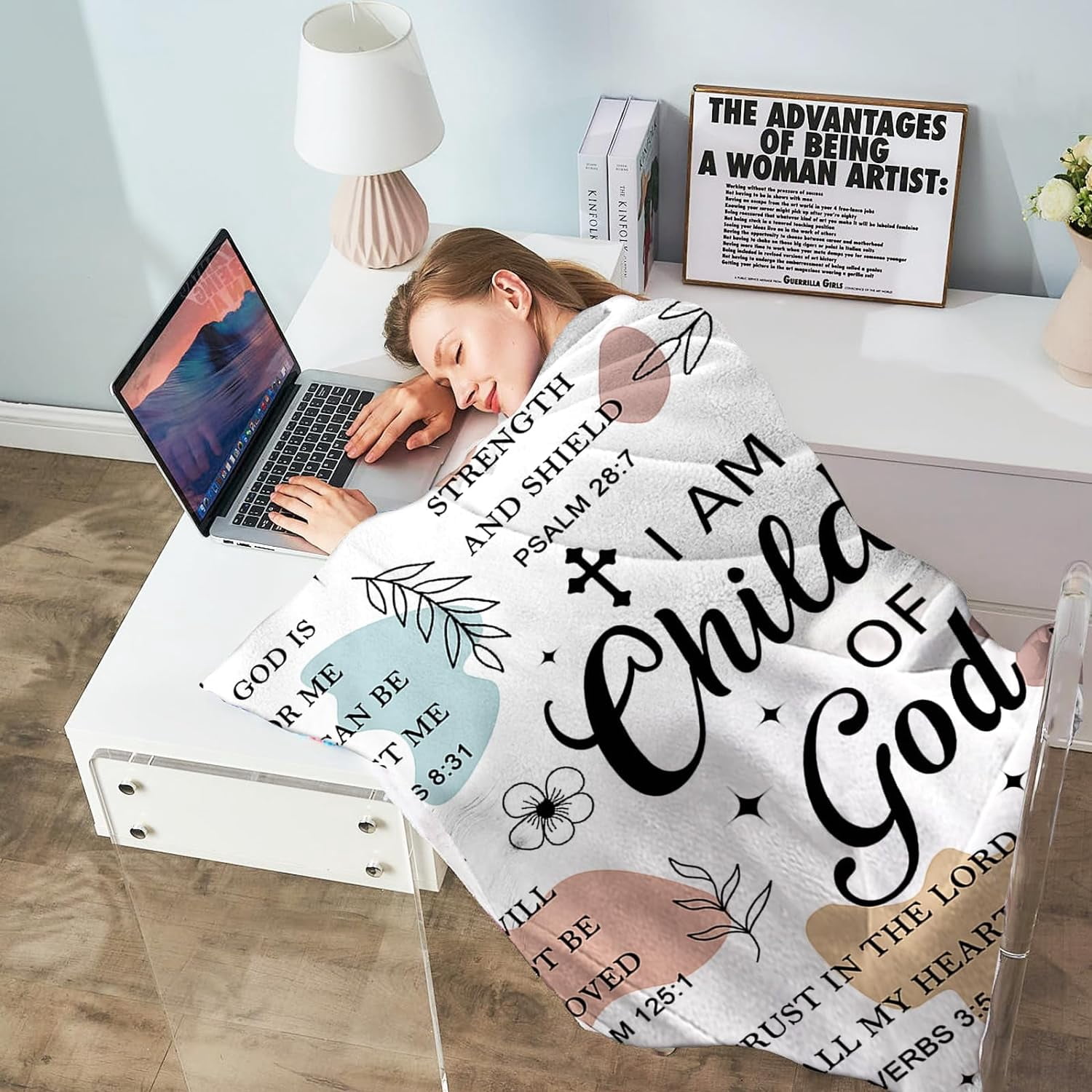 Christian Gifts for Women - I Am a Child of God Blanket, Faith Bible Religious Gifts, Secret Sister Gifts for Women Christian Inspirational Blankets Super Soft Flannel Throw Blanket 50"x60"