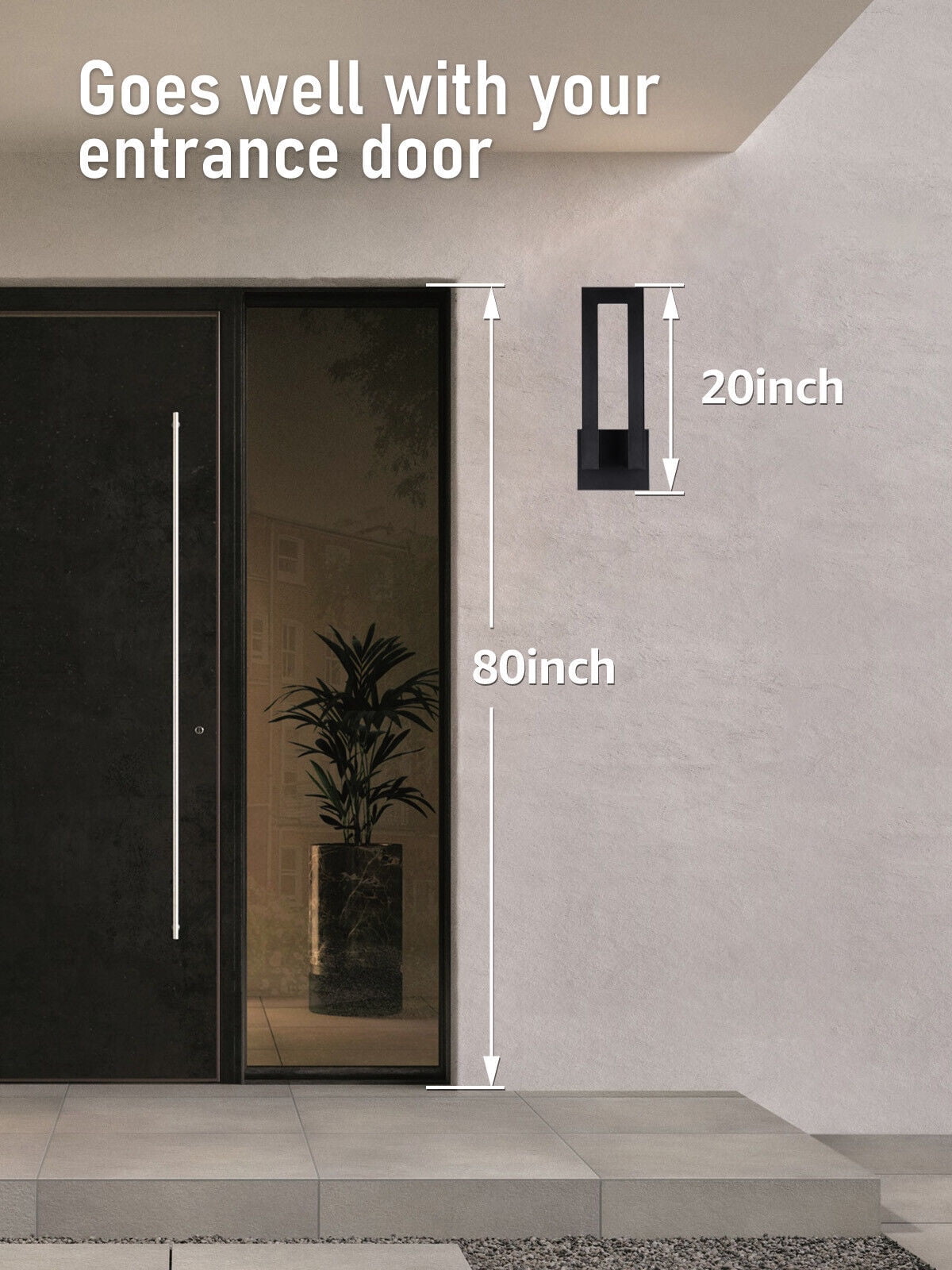 2 Pack LED Outdoor Wall Sconce, Matte Black Aluminum Exterior Lighting Fixtures, 3000K Warm White