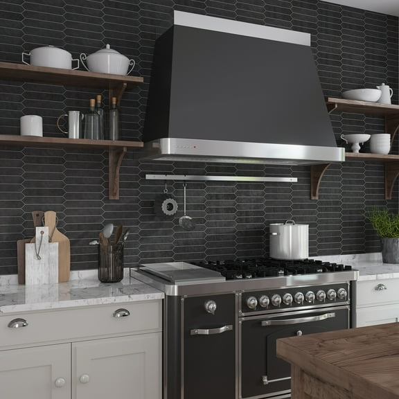 Festa 1.7 in. x 9.6 in. Matte Black Ceramic Picket Wall and Floor Tile (2.37 sq. ft./case) (23-pack)