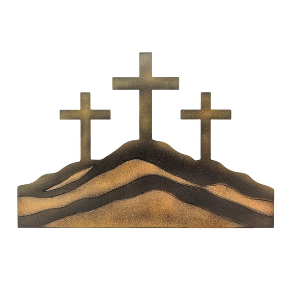 Rustic Western Metal 3 Crosses Wall Decor, Christian Home Art