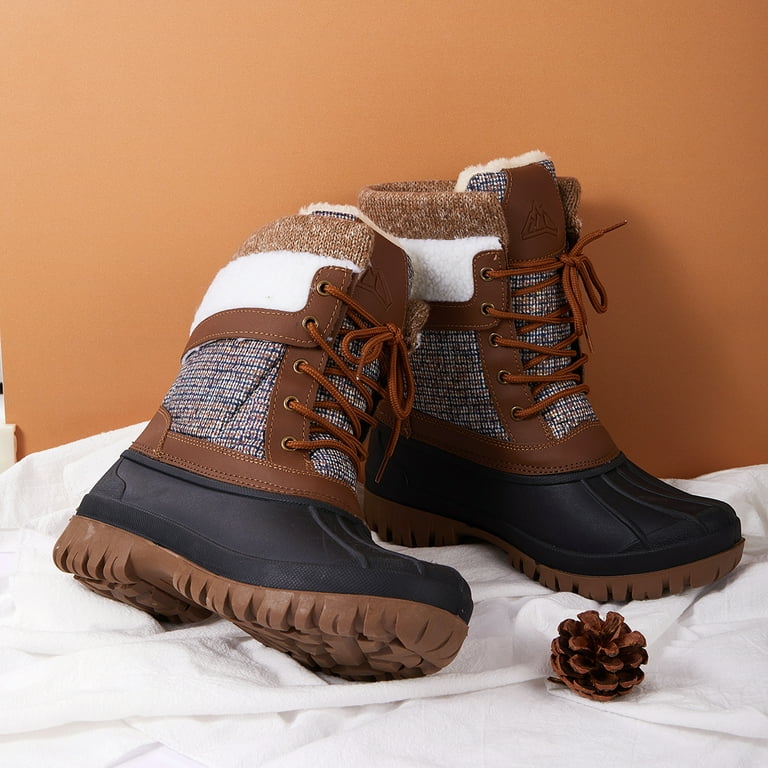 Pennysue Women's Winter Outdoor Waterproof Brown Warm Mid-Tube