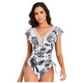 thumbnail image 3 of Gibobby High Waisted Cut Out One Piece Swimsuit with Tummy Control and Ruched Push Up Design(White,XL), 3 of 9